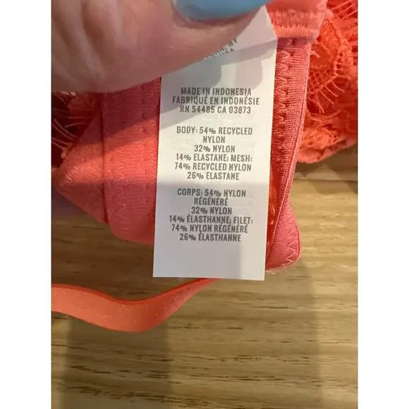 Aerie Show Off Unlined Lace Bodysuit Coral Color 38 C NWT adjustable strap - Picture 7 of 7